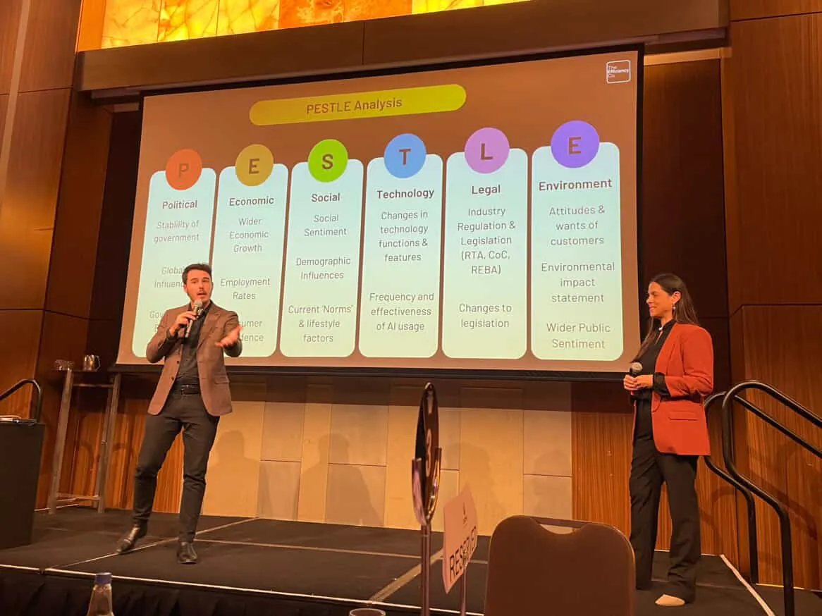 Nikki Mackenzie and Joe Shannon on stage at REIWA Innovate